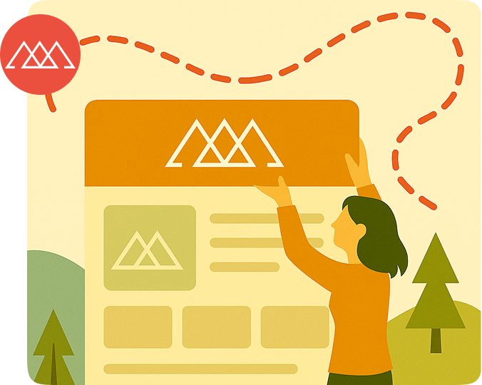 Woman organizing blocks of a website in real space